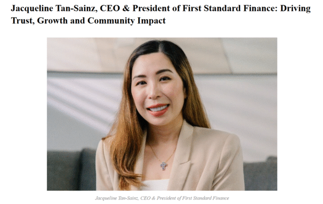 First Standard Finance Corporation President and CEO interview with Women's Tabloid on leadership and business growth.