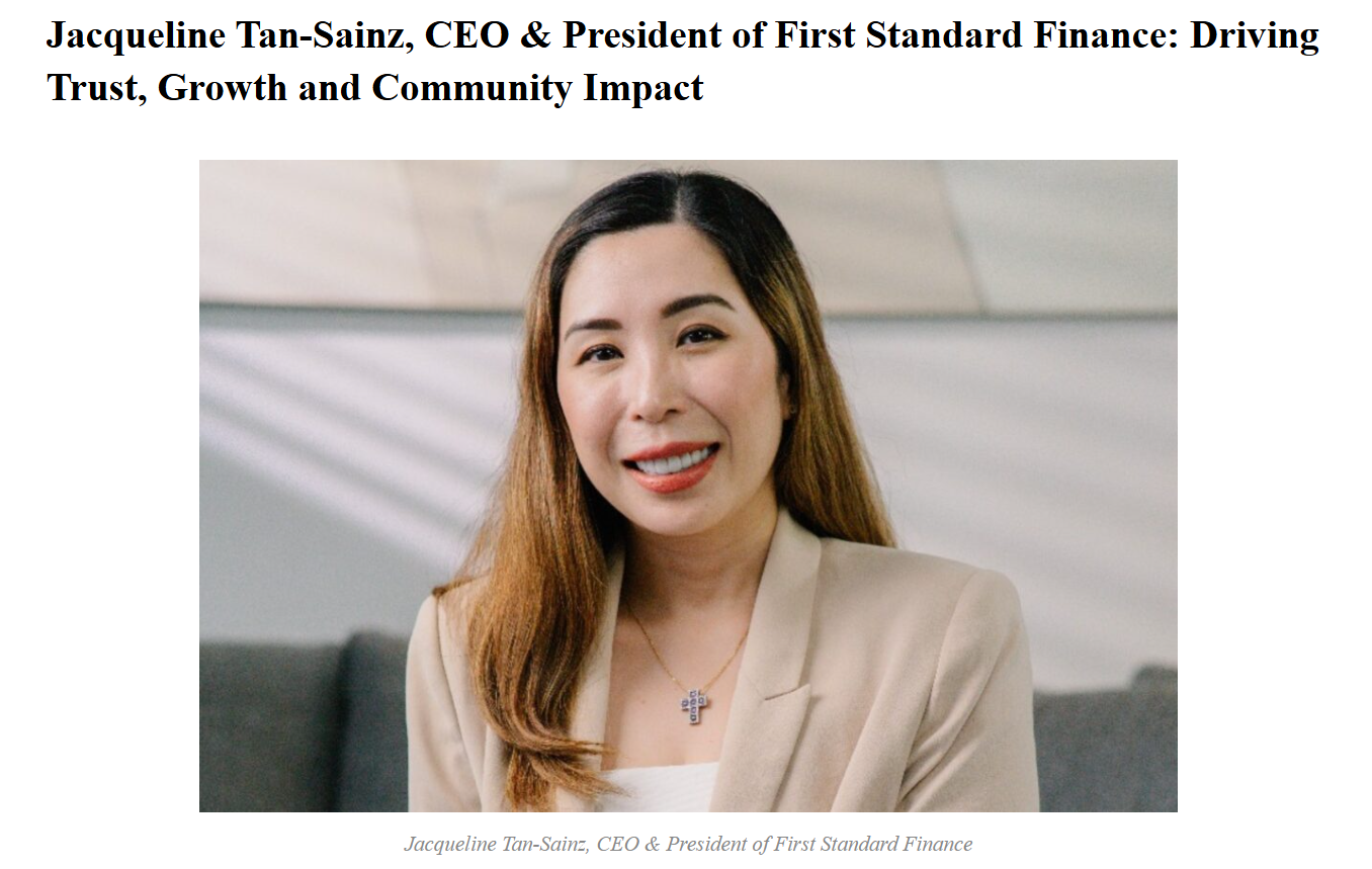 First Standard Finance Corporation President and CEO interview with Women's Tabloid on leadership and business growth.